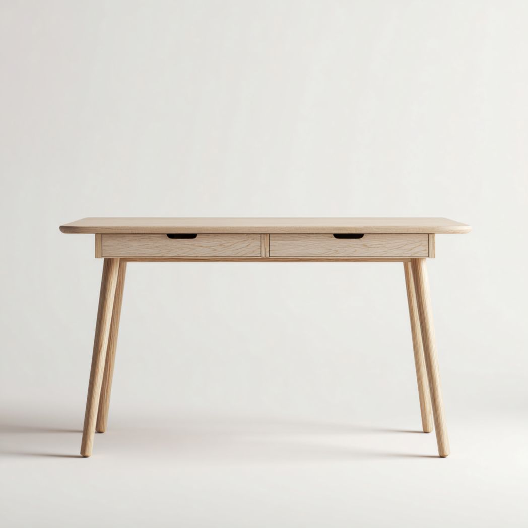 Tavolo con Piano in Legno Chiaro e Gambe in Legno