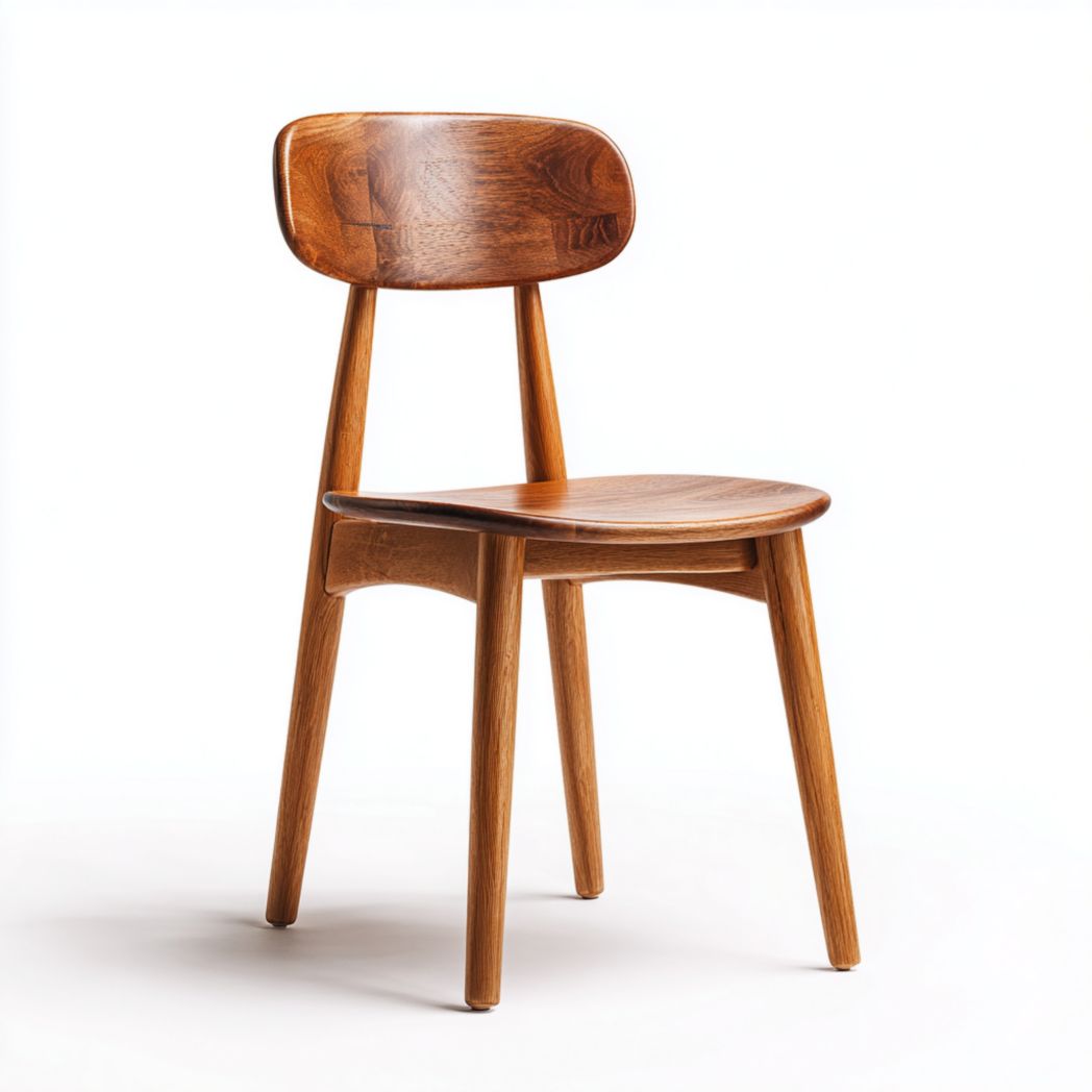 Sedia in legno di gomma con finitura ciliegio